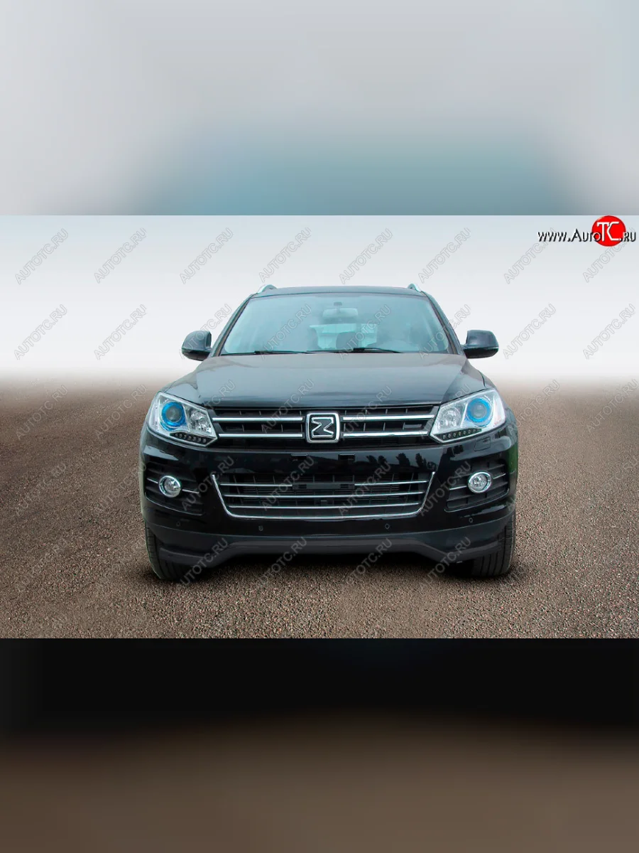Защита переднего бампера Slitkoff (Ø57 мм, волна)  Zotye T600 (2014-2021) (Сталь с полимерным покрытием в цвет: черный)  в Воронеже Воронежской области