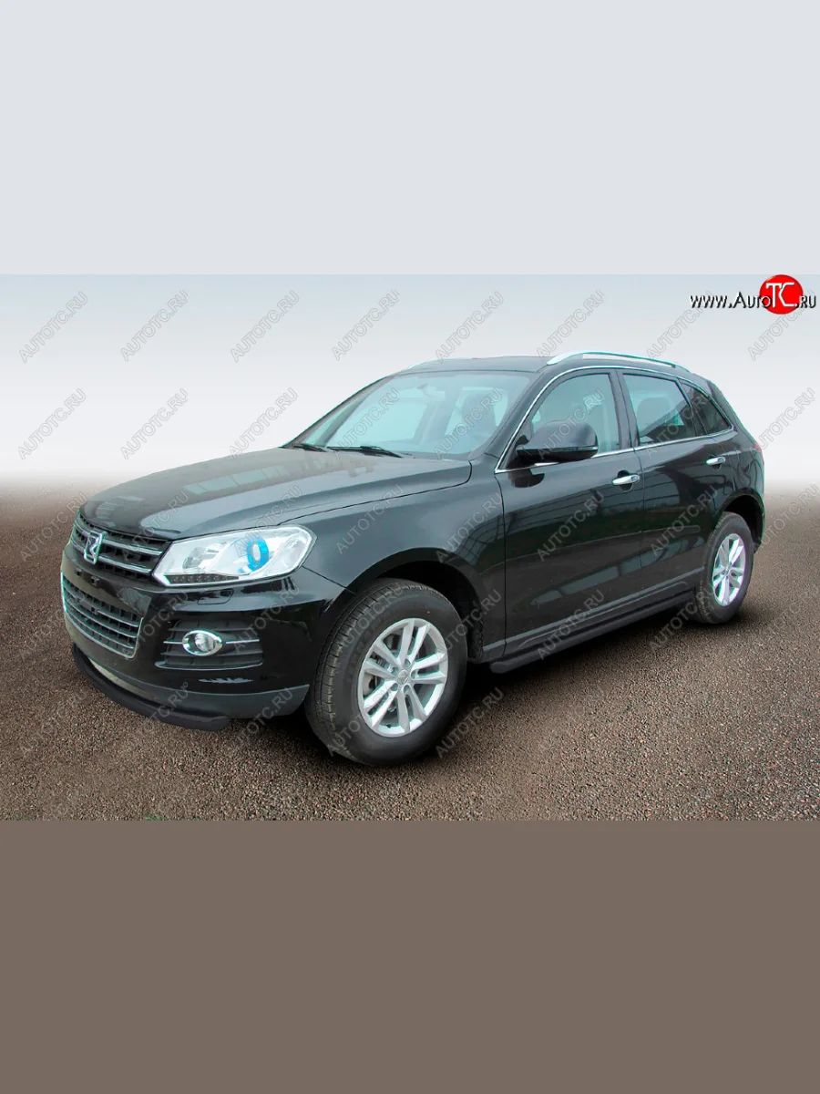 Защита порогов Slitkoff (Ø57 мм)  Zotye T600 (2014-2021) (Сталь с полимерным покрытием в цвет: черный)  в Самаре Самарской области