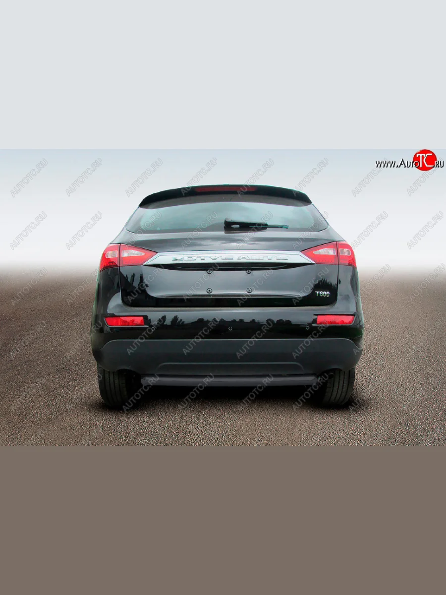 Защита заднего бампера Slitkoff (Ø57 мм, радиусная)  Zotye T600 (2014-2021) (Сталь с полимерным покрытием в цвет: черный )  в Самаре Самарской области