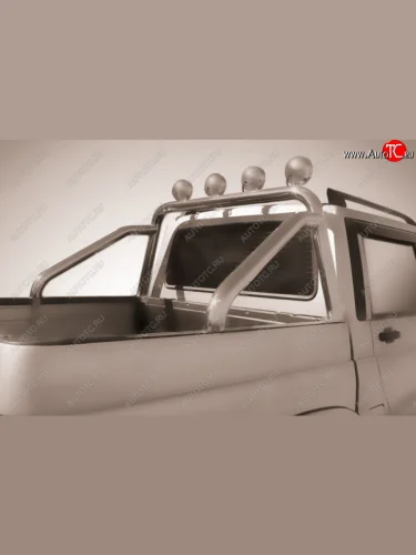 Дуга защитная в кузов Slitkoff (Ø76, с креплениями под ПТФ) Уаз Патриот  23632 (2008-2014) дорестайлинг пикап