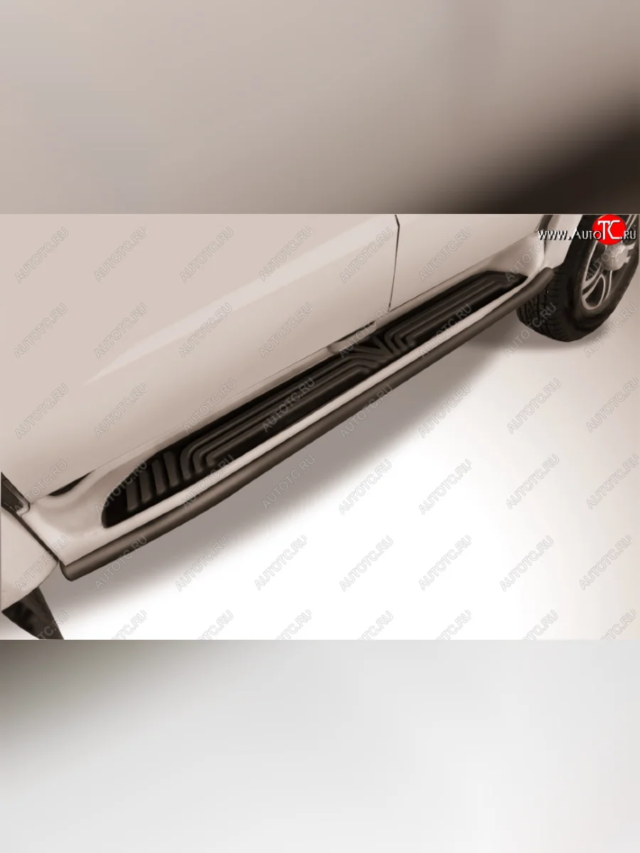 Защита порогов Slitkoff (d42 мм) Уаз Патриот 23632 1 рестайлинг пикап (2014-2016) (Сталь с полимерным покрытием в цвет: черный)  с доставкой в г. Пермь