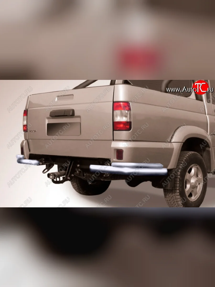Защита заднего бампера Slitkoff (Ø57 и 42 мм, уголки) Уаз Патриот 23632 1 рестайлинг пикап (2014-2016) (Сталь полимерным покрытием в цвет: серебристый)  с доставкой в г. Керчь