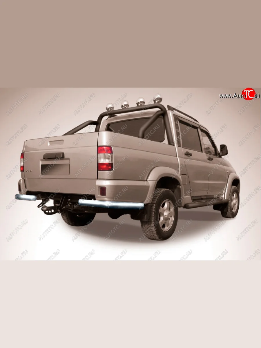 Защита заднего бампера Slitkoff (d57 мм, уголки) Уаз Патриот 23632 1 рестайлинг пикап (2014-2016) (Сталь полимерным покрытием в цвет: серебристый)  с доставкой в г. Пермь