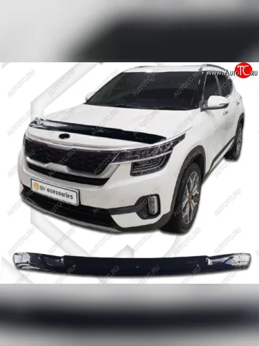 Дефлектор капота CA-Plastiс (Classic черный) KIA Seltos SP2 дорестайлинг (2019-2022)