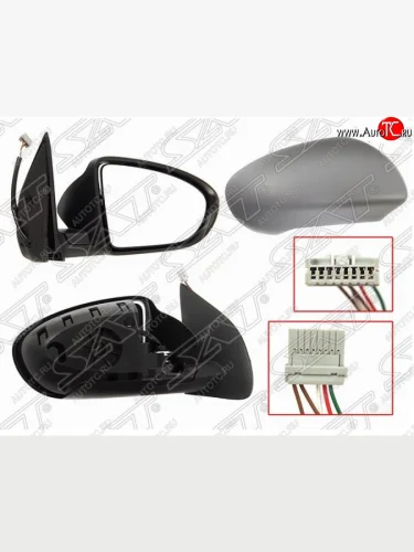 Правое боковое зеркало заднего вида SAT (5 контактов - регулировка, обгрев) Nissan Qashqai +2 1 J10 дорестайлинг (2008-2010)
