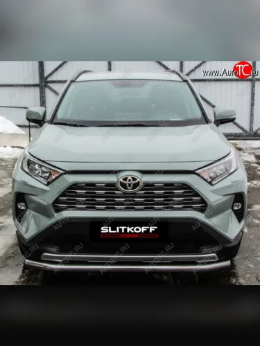 Защита переднего бампера Slitkoff (Ø57 мм) (Нержавейка) Toyota RAV4  XA50 (2018-2025) 5 дв. дорестайлинг