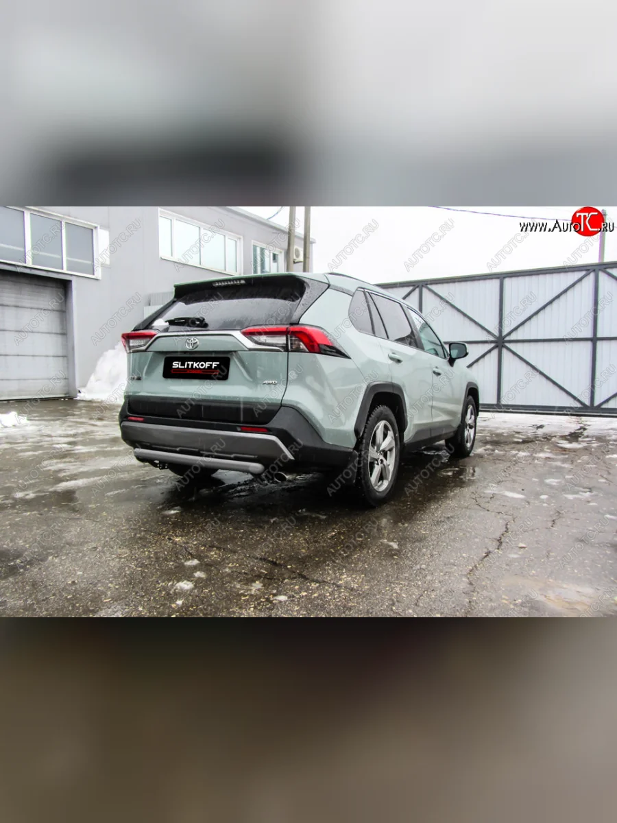 Защита заднего бампера Slitkoff (Ø57 мм) Toyota RAV4 XA50 5 дв. дорестайлинг (2018-2025) (Сталь с полимерным покрытием в цвет: серебристый)  в Керчи Республика Крым