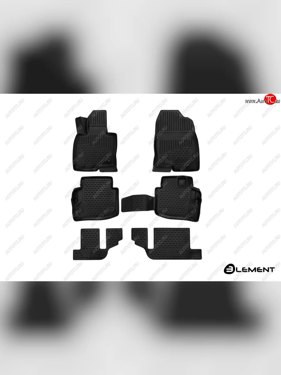 Коврики в салон Element 3D (полиуретан, 6 шт.) Mazda CX-9 TC дорестайлинг (2015-2025) (Черные)  с доставкой в г. Керчь
