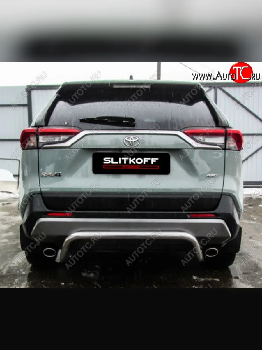 Защита заднего бампера D57 cкоба Slitkoff  Toyota RAV4 (2018-2025) XA50 (Нержавейка полированная)  в Самаре Самарской области