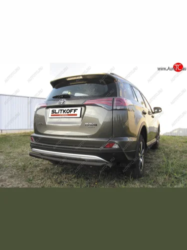 Защита заднего бампера Slitkoff (Ø57 мм, радиусная) Toyota RAV4 XA40 5 дв. рестайлинг (2015-2019)