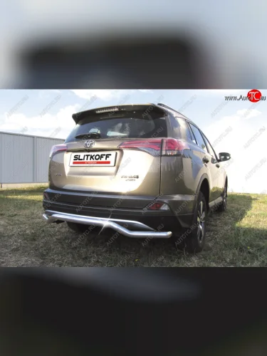 Защита заднего бампера Slitkoff (Ø57 мм, волна) Toyota RAV4 XA40 5 дв. рестайлинг (2015-2019)