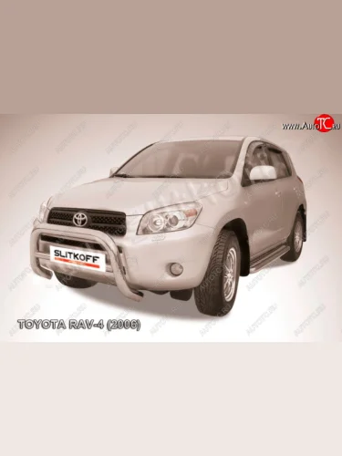 Защита переднего бампера Slitkoff (Ø76 мм, низкая) Toyota RAV4  XA305 (2005-2009) 5 дв. дорестайлинг