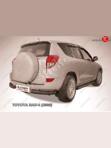 Защита заднего бампера Slitkoff (d57 мм, уголки) (Сталь с полимерным покрытием в цвет: черный) Toyota RAV4 XA305 5 дв. дорестайлинг (2005-2009)