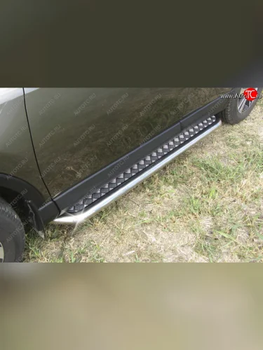 Порожки для ног Slitkoff (Ø57 с листом) (Нержавейка) Toyota RAV4  XA40 (2015-2019) 5 дв. рестайлинг