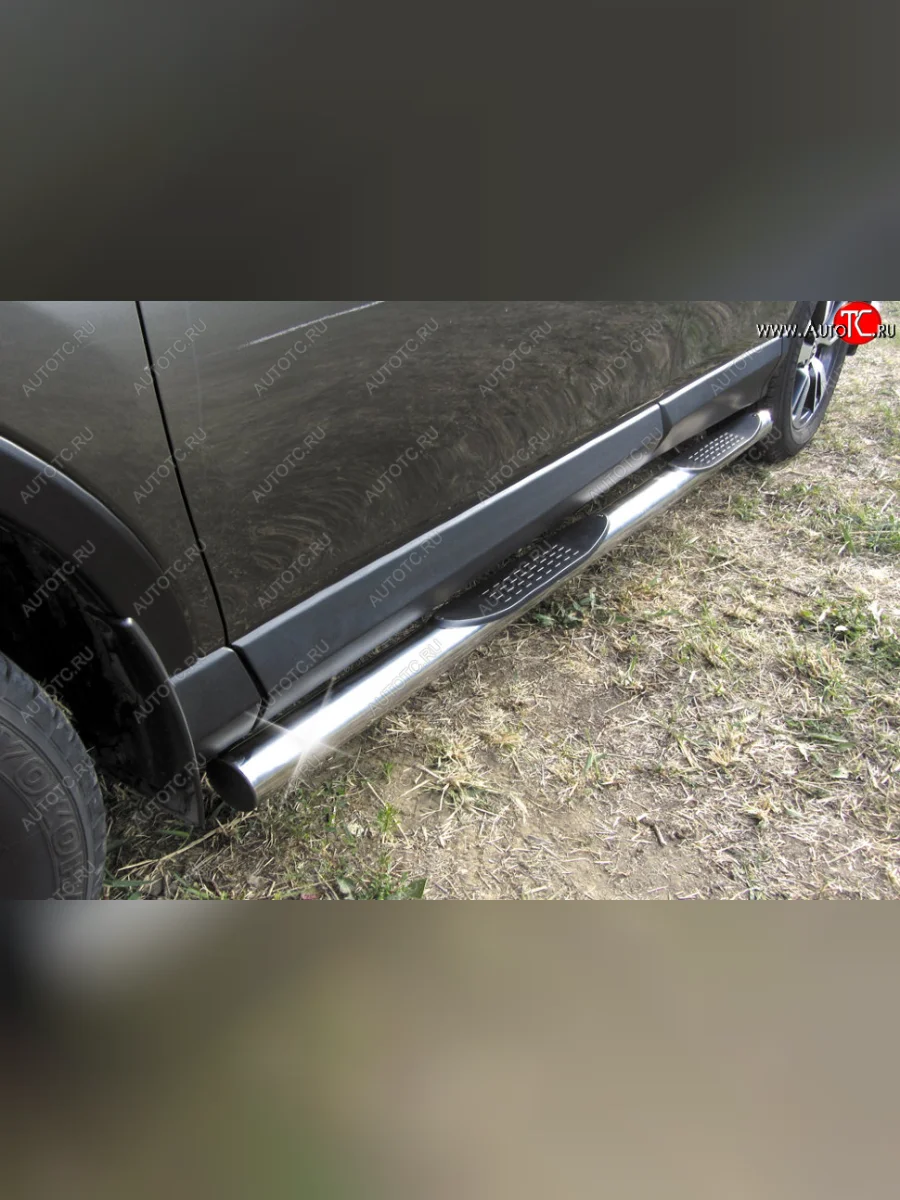 Защита порогов Slitkoff (Ø76 мм, с проступями)  Toyota RAV4 (2015-2019) XA40 (Нержавейка полированная)  в Самаре Самарской области