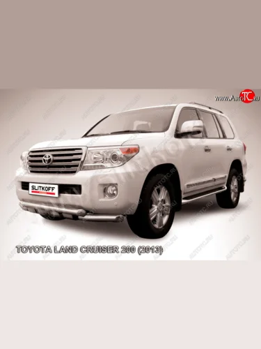 Защита переднего бампера Slitkoff (Ø76 и 76 мм, с профильной защитой картера) Toyota Land Cruiser  200 (2012-2015) 1-ый рестайлинг