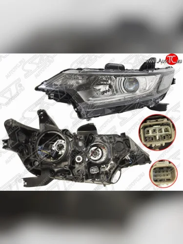 Левая передняя фара SAT (галоген, ДХО) Mitsubishi Outlander GF 2-ой рестайлинг (2015-2018)
