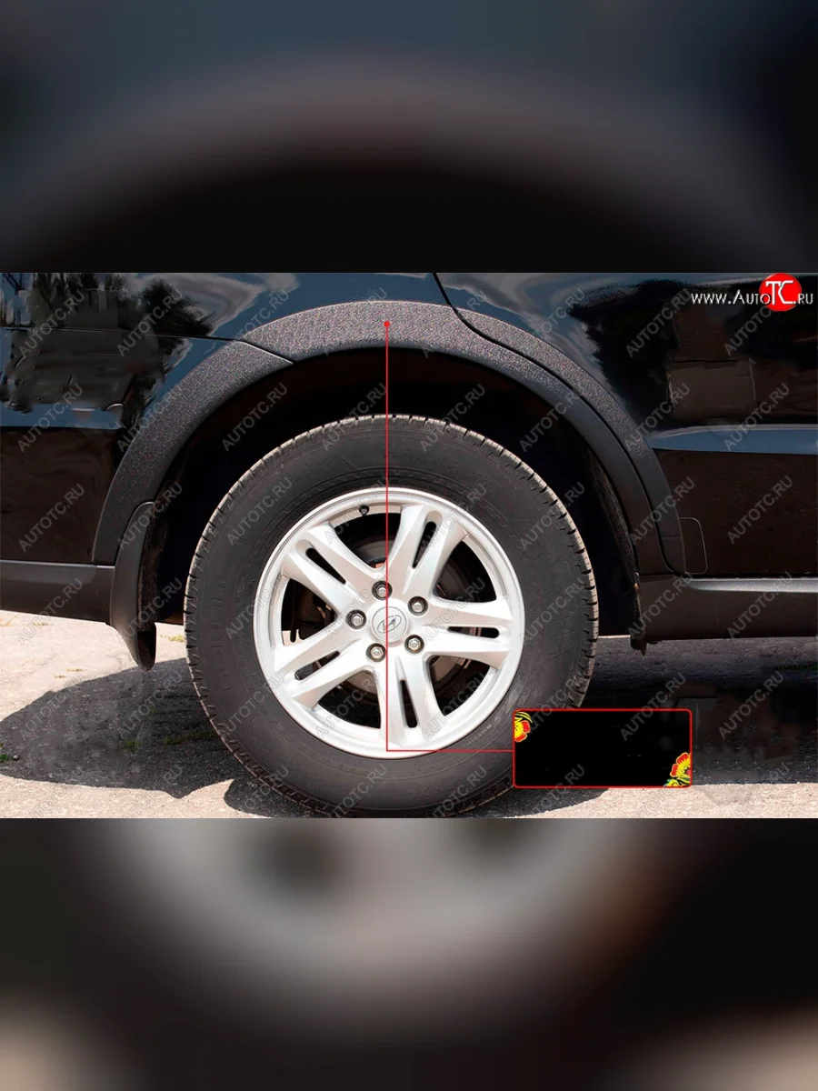 Расширитель арки RA (15 мм, задний правый) Hyundai Santa Fe CM дорестайлинг (2006-2009) (Поверхность шагрень)  в Перми Пермском крае