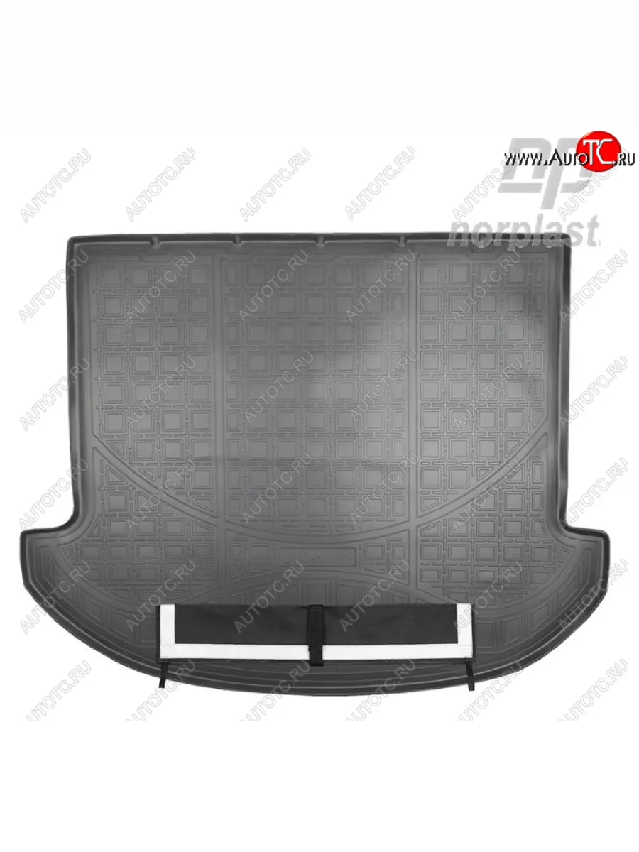 Коврик багажника Norplast (7 мест) Hyundai Santa Fe DM рестайлинг (2015-2019) (Черный с погрузочным ковриком (фартуком))  в Самаре Самарской области