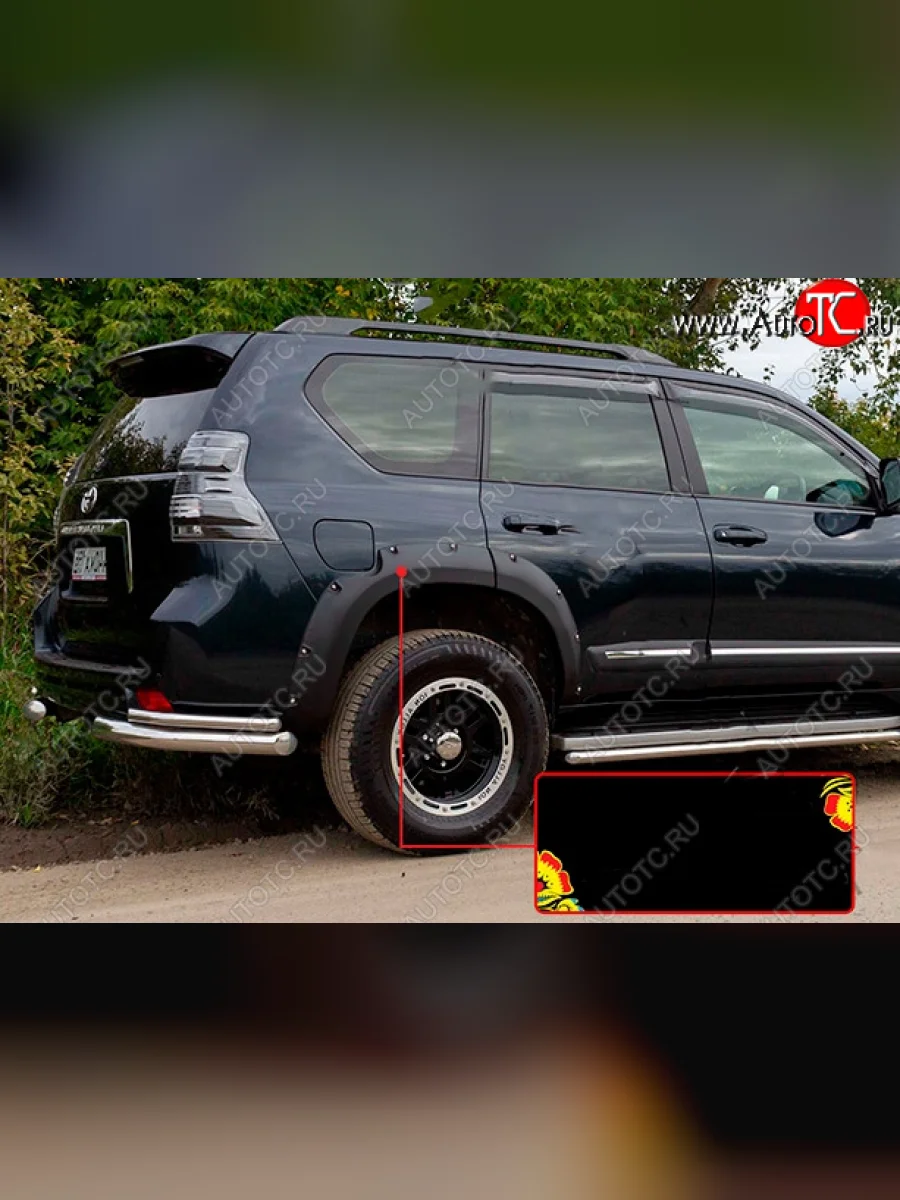 Расширитель арки RA (вылет 30 мм, задний правый) Toyota Land Cruiser Prado J150 дорестайлинг (2009-2013) (Поверхность глянец под покраску, Неокрашенный)  в Перми Пермском крае