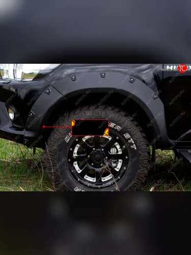 Расширитель арки RA (вылет 50 мм, передний левый) (Поверхность шагрень) Toyota Hilux  AN120 (2016-2020) дорестайлинг