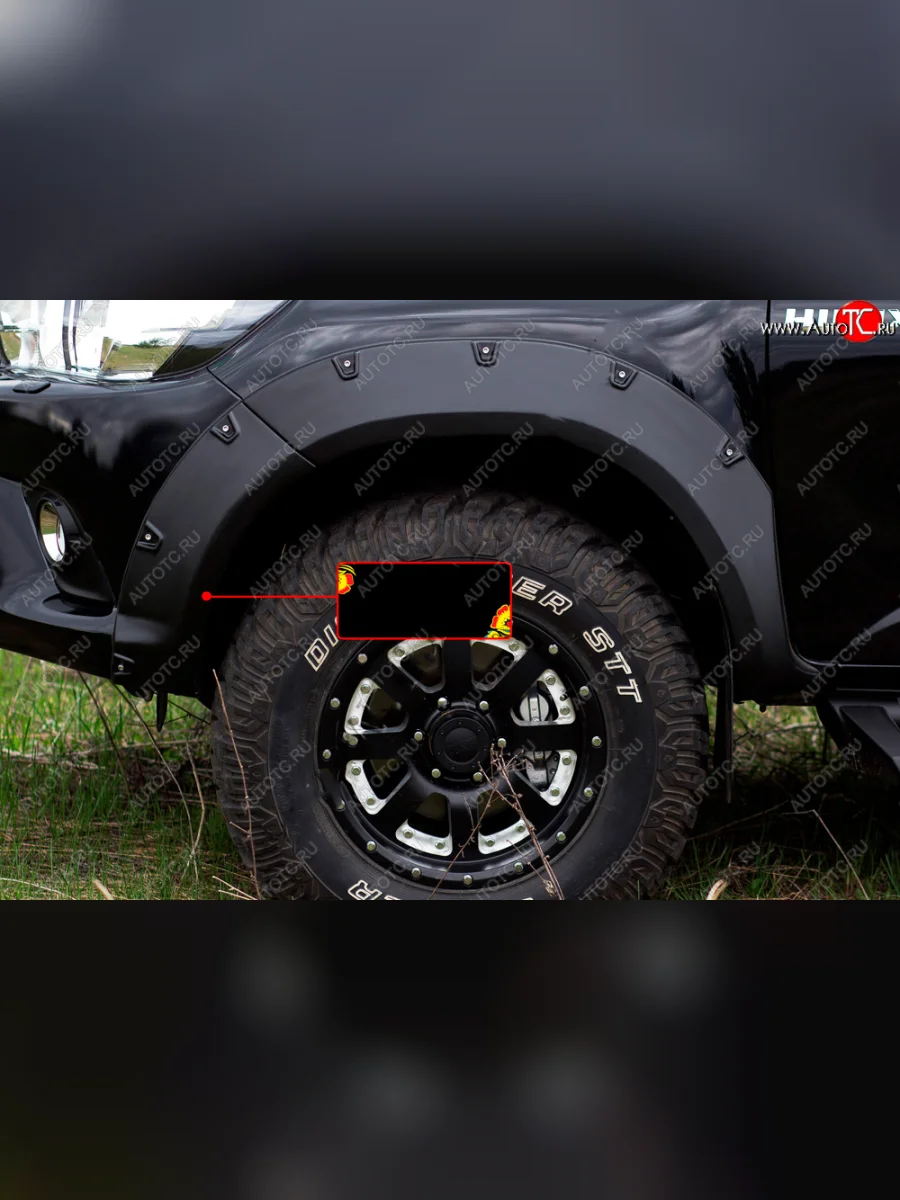 Расширитель арки RA (вылет 50 мм, передний левый) Toyota Hilux AN120 дорестайлинг (2016-2020) (Поверхность шагрень)  в Керчи Республика Крым