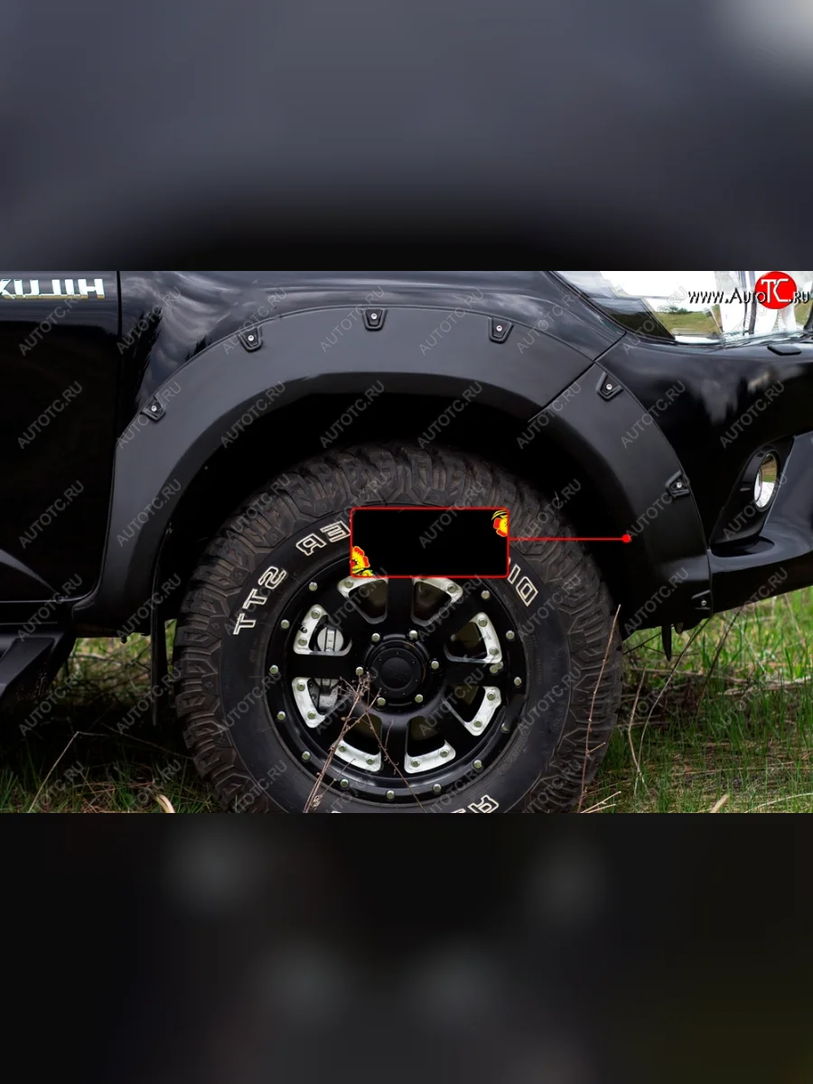 Расширитель арки RA (вылет 50 мм, передний правый) Toyota Hilux AN120 дорестайлинг (2016-2020) (Поверхность глянец под покраску, Неокрашенный)  в Самаре Самарской области