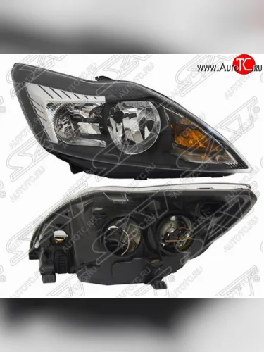 Правая фара SAT (с мех. корректором, чёрная) Ford Focus 2 хэтчбэк 3 дв. рестайлинг (2007-2011)