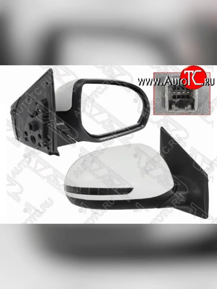 Правое боковое зеркало заднего вида SAT (поворот, 5 контактов) KIA Rio 3 QB хэтчбек 5 дв. дорестайлинг (2011-2015) (Неокрашенное)  в Самаре Самарской области