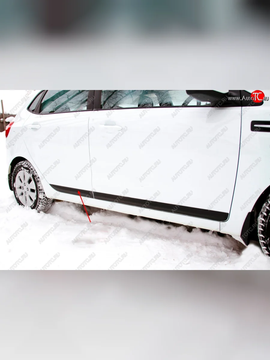 Молдинг двери RA (вариант 1, задний правый) KIA Rio 3 QB дорестайлинг седан (2011-2015) (Поверхность глянец под окраску, Неокрашенный)  в Самаре Самарской области