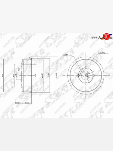 Барабан тормозной задний SAT Chevrolet Lanos  T100 (2002-2017), Daewoo Nubira ( J100,  J150) (1997-2002)