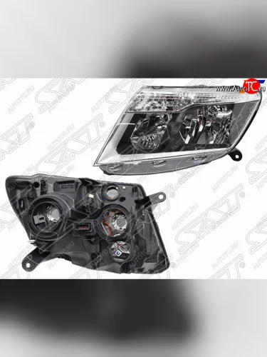 Левая передняя фара SAT (темный хром) Nissan Terrano D10 рестайлинг (2016-2022)