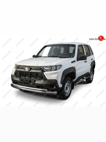 Защита переднего бампера Slitkoff (Ø 76/57 мм). Лада ВАЗ Нива Трэвел (2021-2025) (212300-80)