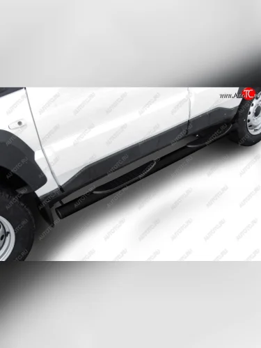 Защита порогов Slitkoff (Ø 76 мм, с проступями) (Сталь полимерным покрытием в цвет: черный) Лада ВАЗ Нива Трэвел (2021-2025) (212300-80)