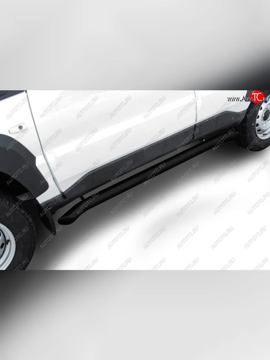 Защита порогов Slitkoff (Ø 57 мм). Лада ВАЗ Нива Трэвел (212300-80) (2021-2025) (Сталь полимерным покрытием в цвет: черный)  в Самаре Самарской области