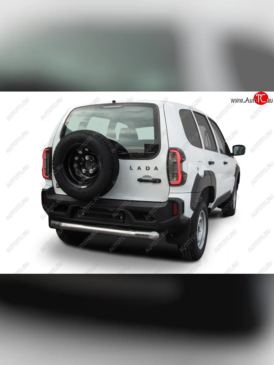 Защита заднего бампера Slitkoff (Ø 76 мм) Лада ВАЗ Нива Трэвел (212300-80) (2021-2025) (Нержавейка полированная)  в Самаре Самарской области