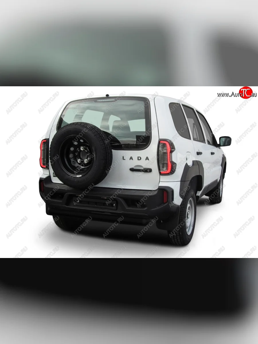 Защита заднего бампера Slitkoff (Ø 76 мм) Лада ВАЗ Нива Трэвел (212300-80) (2021-2025) (Сталь полимерным покрытием в цвет: черный)  в Перми Пермском крае