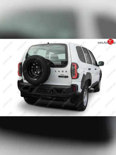 Защита заднего бампера Slitkoff (Ø 76 мм, с проступью) (Сталь полимерным покрытием в цвет: черный) Лада ВАЗ Нива Трэвел (2021-2025) (212300-80)