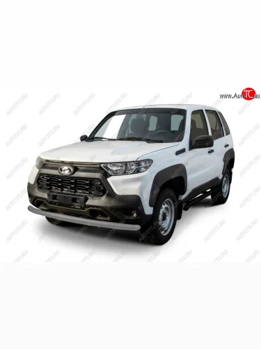 Защита переднего бампера Slitkoff (Ø 57 мм). (Сталь полимерным покрытием в цвет: серебристый) Лада ВАЗ Нива Трэвел (2021-2025) (212300-80)