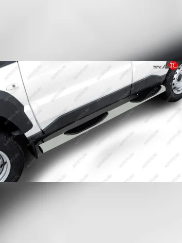 Защита порогов Slitkoff (Ø 76 мм, с проступями) (Сталь полимерным покрытием в цвет: серебристый) Лада ВАЗ Нива Трэвел (2021-2025) (212300-80)