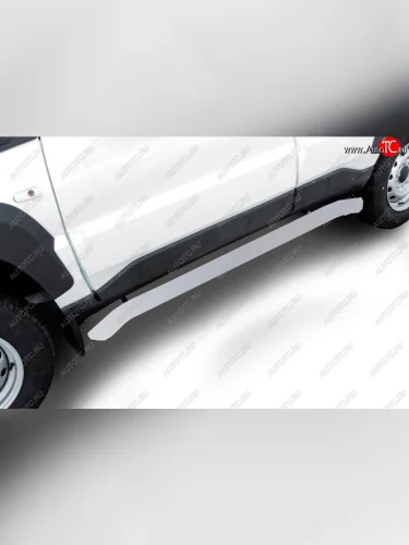 Защита порогов Slitkoff (Ø 57 мм). (Сталь полимерным покрытием в цвет: серебристый) Лада ВАЗ Нива Трэвел (2021-2025) (212300-80)