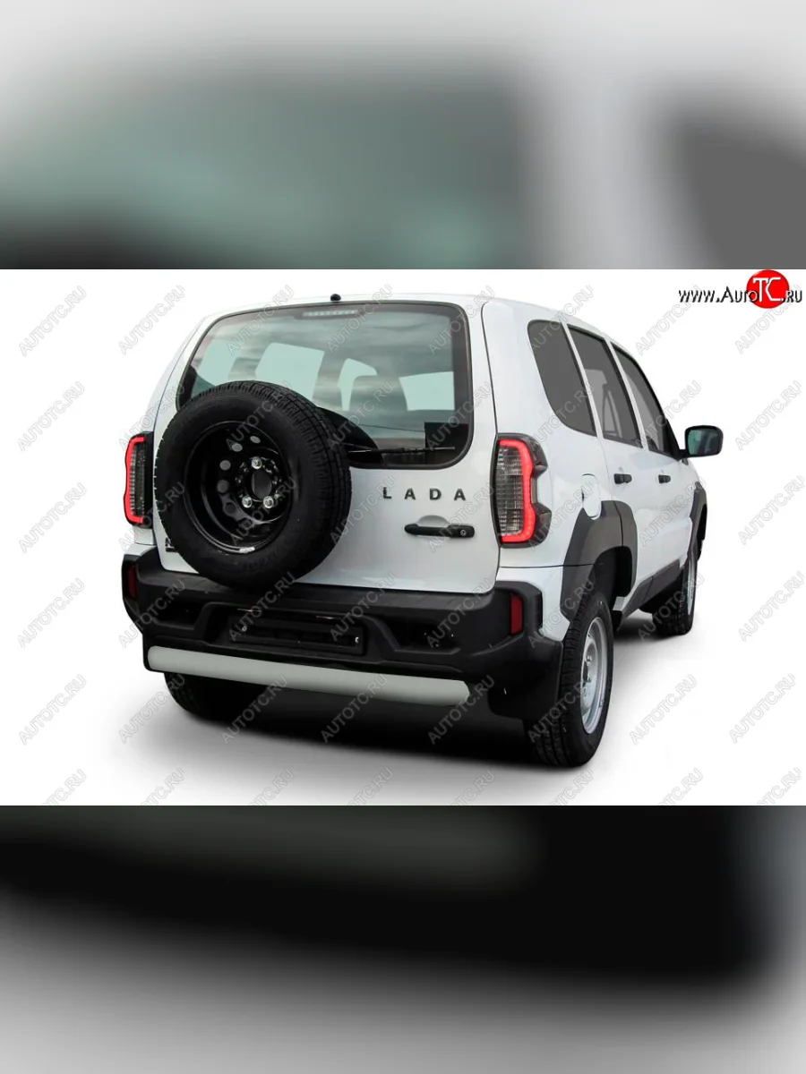 Защита заднего бампера Slitkoff (Ø 76 мм)  Лада ВАЗ Нива Трэвел (2021-2025) (Сталь полимерным покрытием в цвет: серебристый)  в Самаре Самарской области