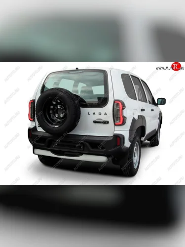 Защита заднего бампера Slitkoff (Ø 76 мм, с проступью) (Сталь полимерным покрытием в цвет: серебристый) Лада ВАЗ Нива Трэвел (2021-2025) (212300-80)