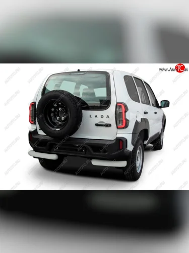 Защита заднего бампера Slitkoff (Ø 76 мм, уголки) (Сталь полимерным покрытием в цвет: серебристый) Лада ВАЗ Нива Трэвел (2021-2025) (212300-80)