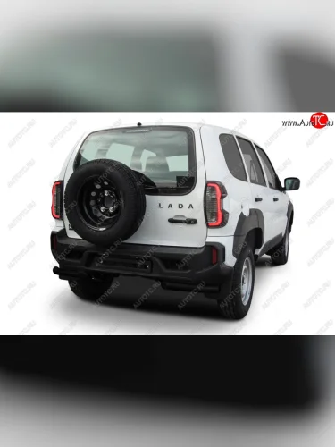 Защита заднего бампера Slitkoff (Ø 57 мм, уголки) (Сталь полимерным покрытием в цвет: черный) Лада ВАЗ Нива Трэвел (2021-2025) (212300-80)