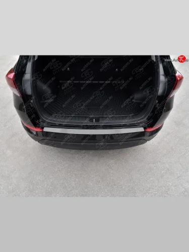 Защитная накладка заднего бампера на Russtal (Нержавейка шлифованная) Hyundai Tucson TL дорестайлинг (2015-2018)