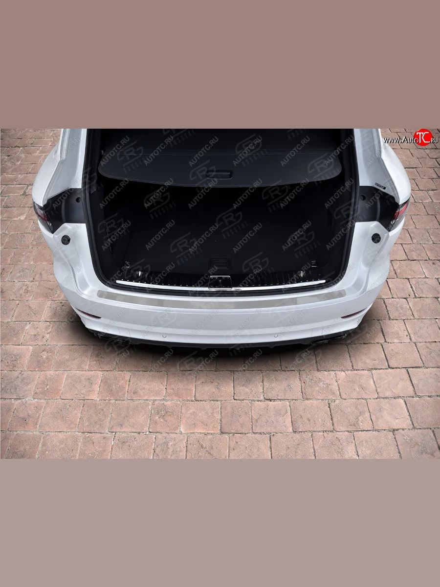 Защитная накладка заднего бампера на Russtal Porsche Cayenne PO536 (2018-2025) (Нержавейка полированная)  в Керчи Республика Крым