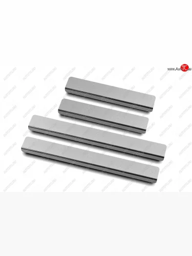 Накладки порожков салона Russtal (Нержавейка полированная) Skoda Rapid NH3 рестайлинг лифтбэк (2017-2020)