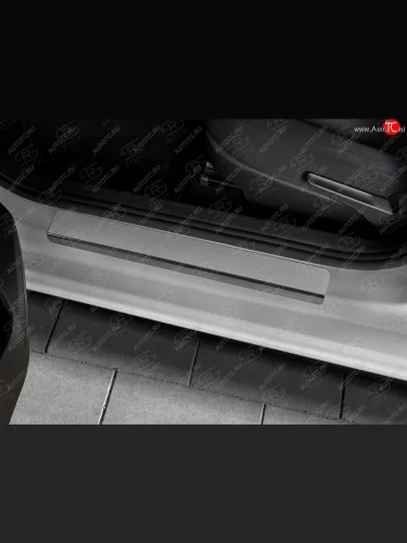 Накладки порожков салона Russtal (Нержавейка шлифованная) Skoda Rapid NH3 рестайлинг лифтбэк (2017-2020)