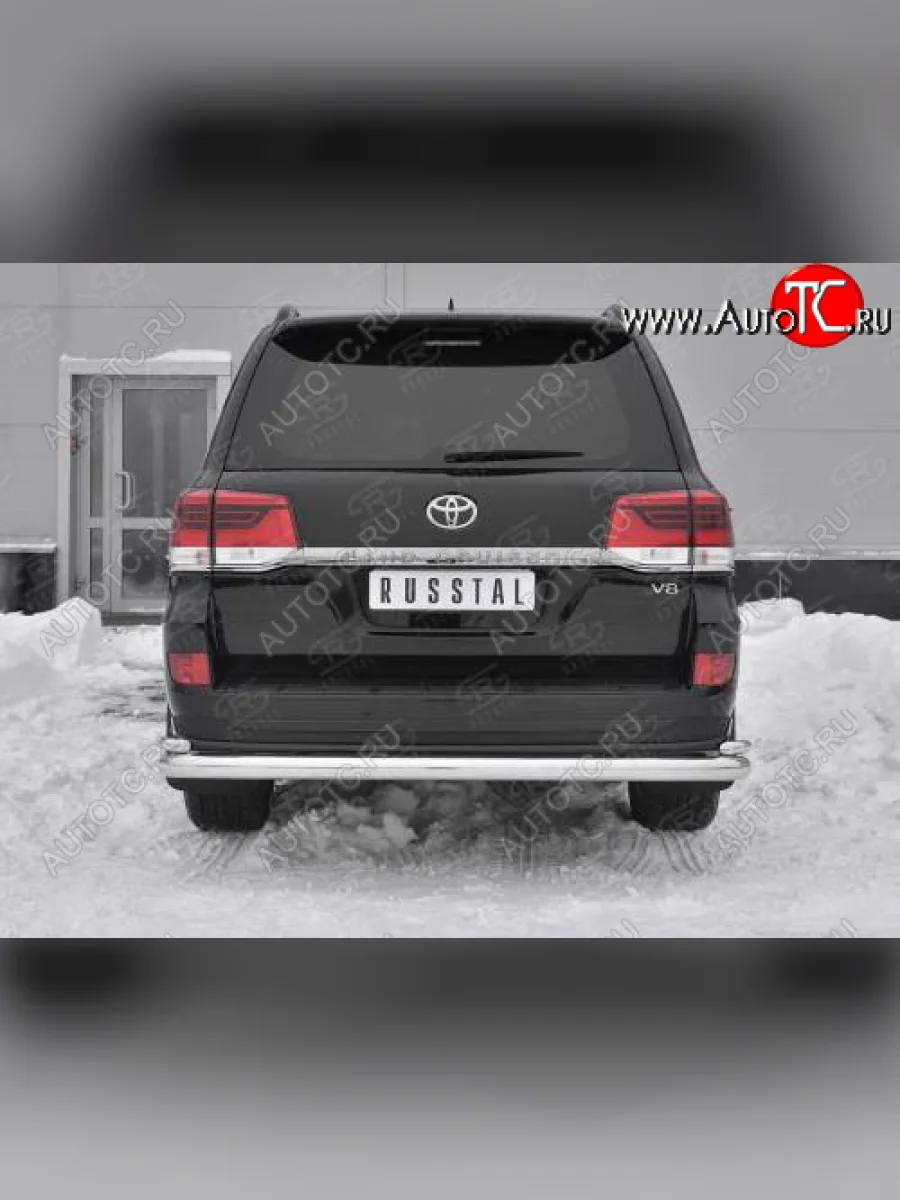 Защита заднего бампера (2 трубы Ø76 и 42 мм, EXECUTIVE LOUNGE, нержавейка) SLITKOFF  Toyota Land Cruiser (2015-2021) 200 (Нержавейка полированная)  с доставкой в г. Самара